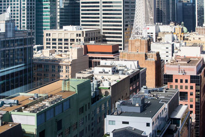 High angle view of buildings in city