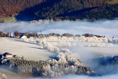 Panoramic view of snow covered landscape