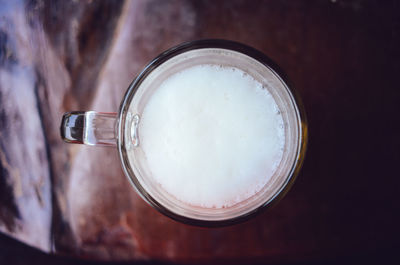 Directly above shot of coffee cup on table