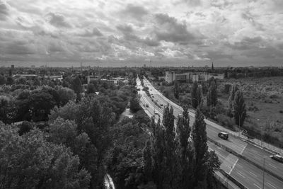 Berlin skyline with large exit road