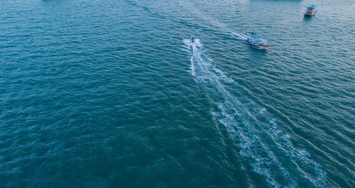 High angle view of rippled sea