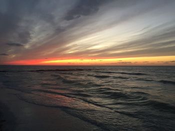 Scenic view of sea at sunset