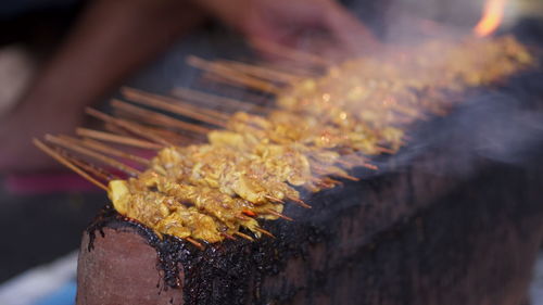 Close-up of burning leaf at night