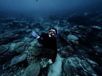 Man swimming in sea