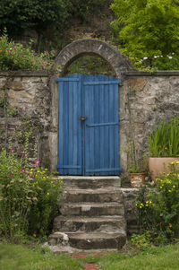 Closed door of building