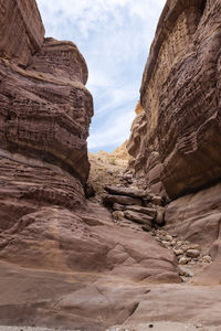 Low angle view of rock formations