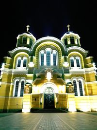 Facade of building at night