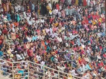 High angle view of people sitting in stadium