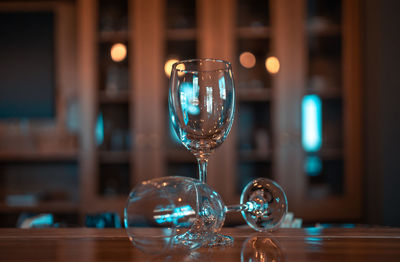 Close-up of wineglass on table