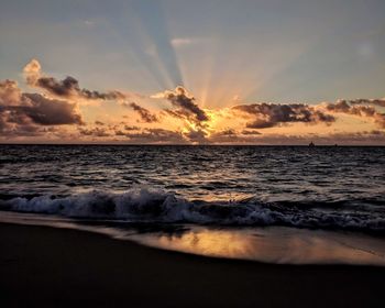 Scenic view of sea against sky during sunset