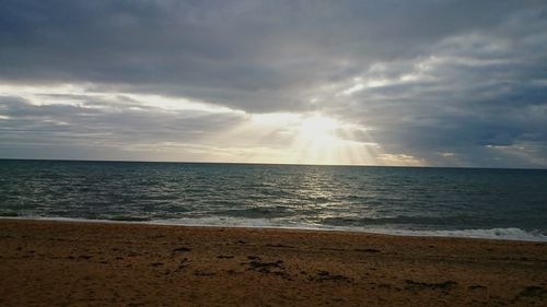 Scenic view of sea against cloudy sky