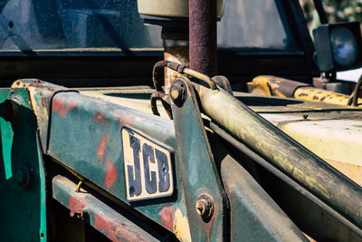 Close-up of old rusty car