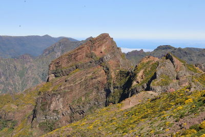 Scenic view of mountains against clear sky