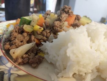 Close-up of meal served in plate