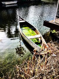 Boats in calm lake