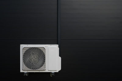 Condensing unit on building facade, denmark