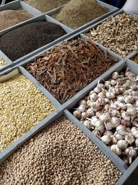 High angle view of food for sale in market