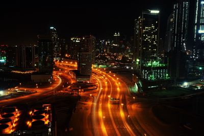 City lit up at night