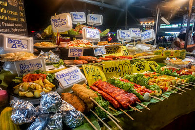 Various vegetables for sale at market stall