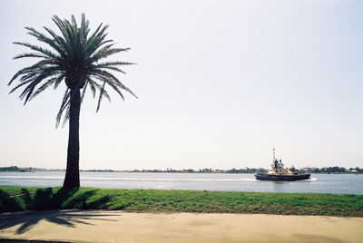 Scenic view of sea against clear sky
