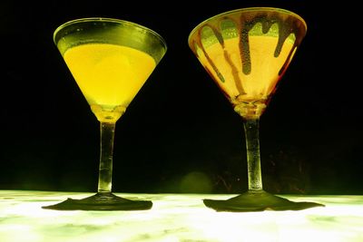 Close-up of drink against black background