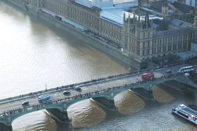 High angle view of bridge over river