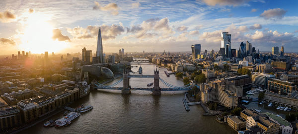 High angle view of buildings in city