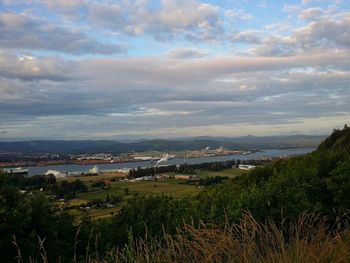 Scenic view of landscape against cloudy sky