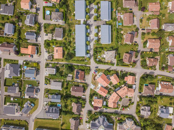 Aerial view of residential buildings