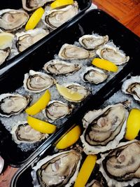 High angle view of food on table