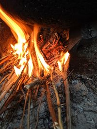 High angle view of bonfire