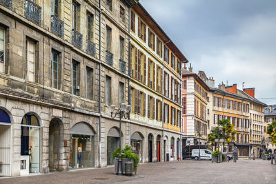 Street with historical houses in chambery city center, france