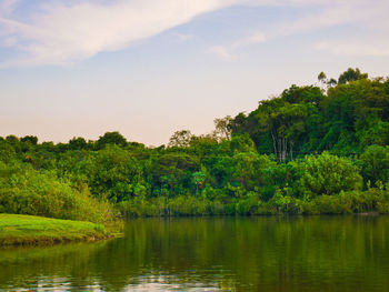 Scenic view of lake against sky