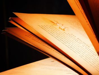 High angle view of book on table