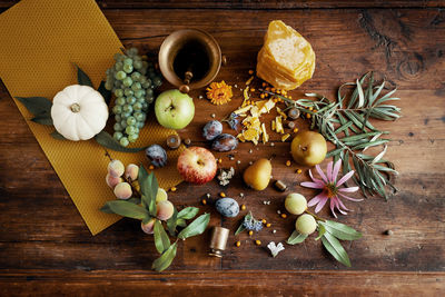 High angle view of food on table