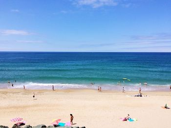 High angle view of people on beach