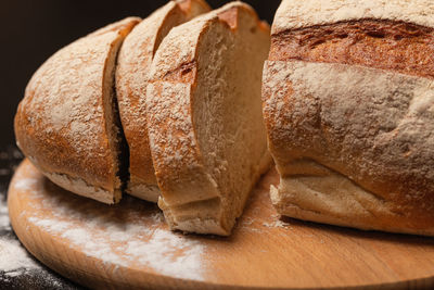 Close-up of bread on cutting board