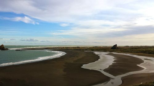 Scenic view of beach against sky