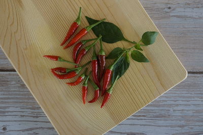 High angle view of food on cutting board