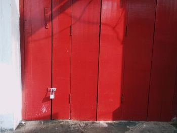 Close-up of red door