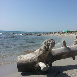 Scenic view of sea against clear sky