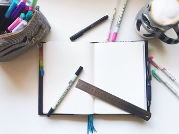 High angle view of pencil on table