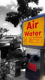 Close-up of sign board
