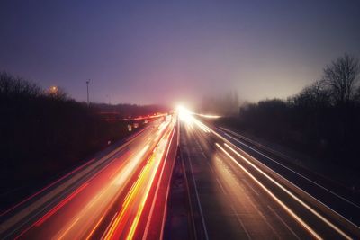 Light trails on highway at night