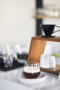 Drip coffee on a white background