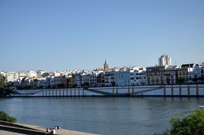 High angle view of river in city