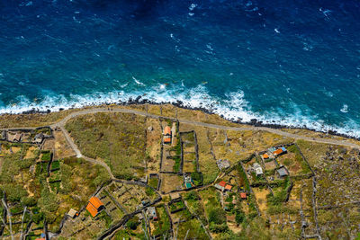 High angle view of beach by sea