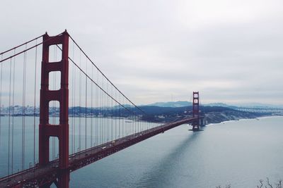 Suspension bridge over river