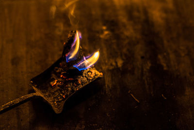 Close-up of illuminated candles