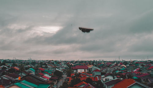 High angle view of townscape against sky